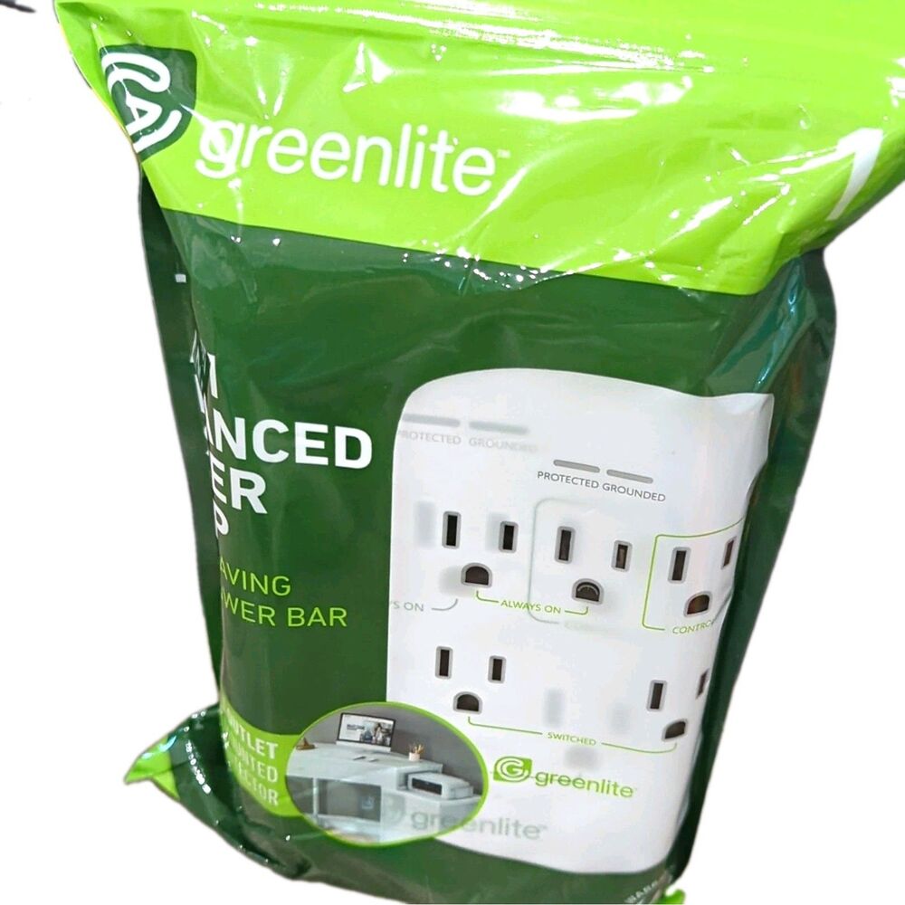 Greenlite Advanced 8-Outlet Surge Protector Power Bar w/ Indicator Light White